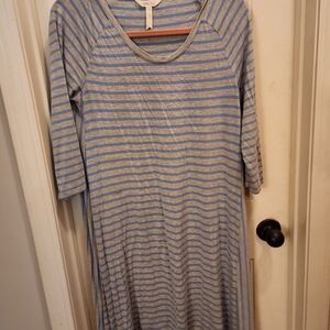 Matilda Jane Blue and Gray Striped Long Sleeve Dress